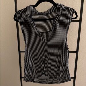 Brandy Melville Navy and White Striped Sleeveless Top